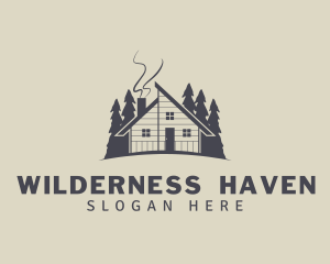 Lodge - Forest Wooden Cabin logo design