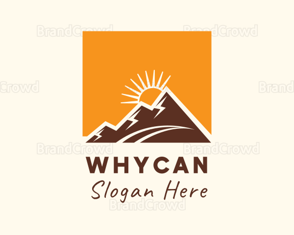 Mountain Hiking Sunset Travel Logo