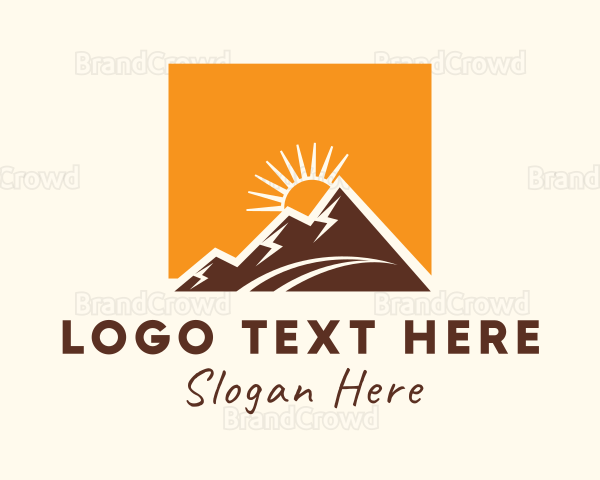 Mountain Hiking Sunset Travel Logo