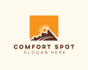 Mountain Hiking Sunset Travel logo design