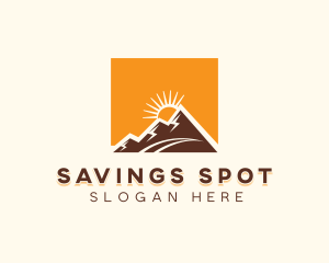 Mountain Hiking Sunset Travel logo design