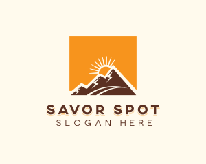 Mountain Hiking Sunset Travel logo design