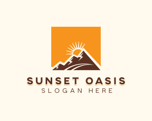 Mountain Hiking Sunset Travel logo design