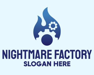 Mechanical Gear Flame  logo design