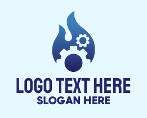 Machine - Mechanical Gear Flame logo design