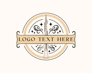 Musical Instrument - Ornamental Oboe Orchestra logo design