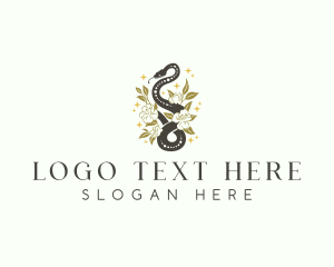 Slithering - Snake Floral Boho logo design