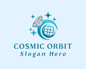 Diamond Globe Orbit logo design