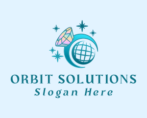 Diamond Globe Orbit logo design