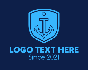 Voyage - Blue Anchor Emblem logo design