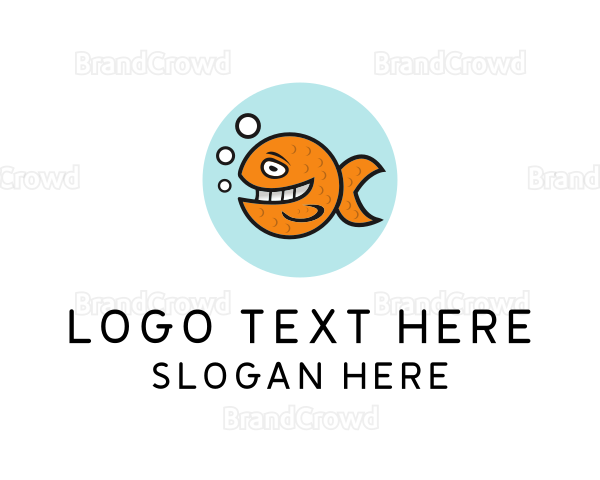 Happy Goldfish Fish Logo