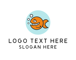 Animal - Happy Goldfish Fish logo design