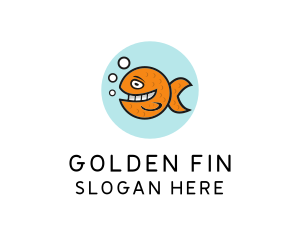 Goldfish - Happy Goldfish Fish logo design