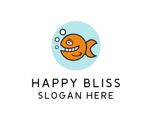 Happy Goldfish Fish logo design