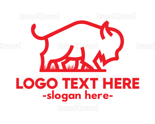 Red Cattle Outline Logo