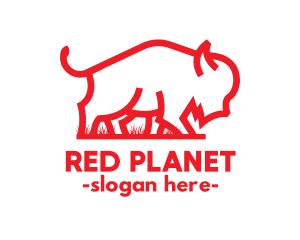 Red Cattle Outline logo design