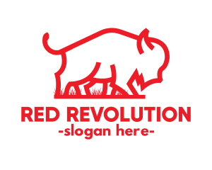 Red Cattle Outline logo design