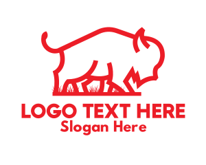 Red Cattle Outline Logo