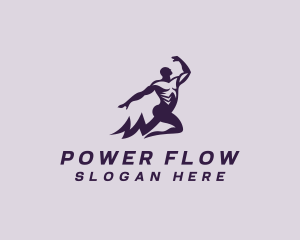 Lightning Power Man logo design