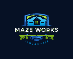 Power Wash Mansion Cleaning logo design