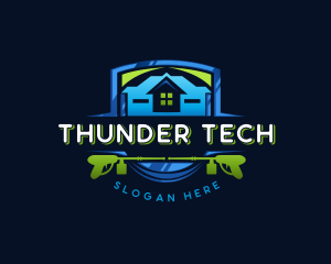 Power Wash Mansion Cleaning logo design