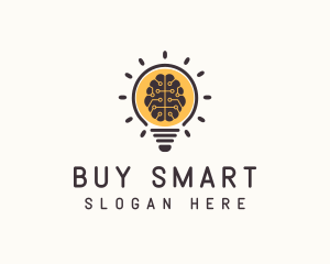 Light Bulb Brain logo design