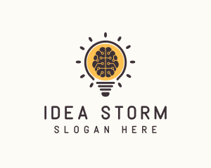 Light Bulb Brain logo design