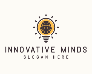 Genius - Light Bulb Brain logo design