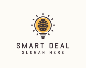 Light Bulb Brain logo design