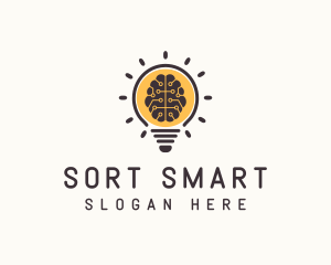 Light Bulb Brain logo design