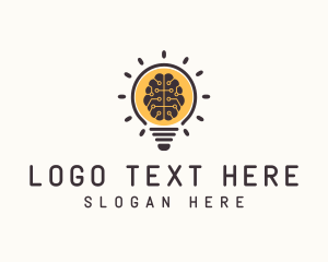 Smart - Light Bulb Brain logo design