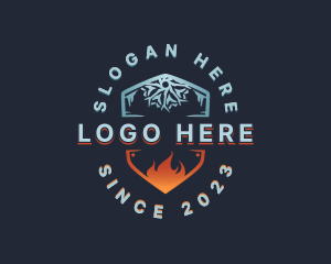Sustainable - HVAC Fire Snowflake logo design