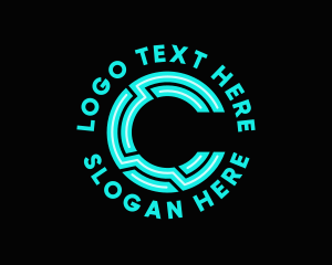 Cybertech - Neon Technology Letter C logo design