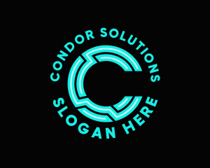 Neon Technology Letter C  logo design