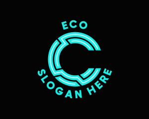 Streaming - Neon Technology Letter C logo design