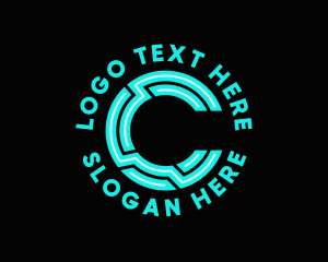 Information Technology - Neon Technology Letter C logo design