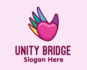 Inclusion - Colorful Heart Hand logo design