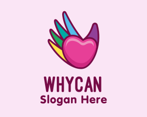 Pride - Colorful Heart Hand logo design