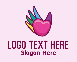 Inclusion - Colorful Heart Hand logo design