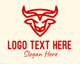Steakhouse - Minimalist Red Bull Shield logo design
