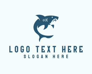 Blue Shark - Shark Aquarium Diving logo design
