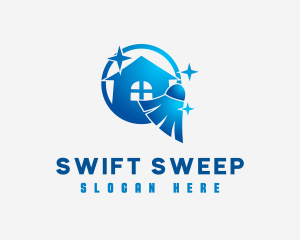 Sweeping Broom Housekeeping logo design