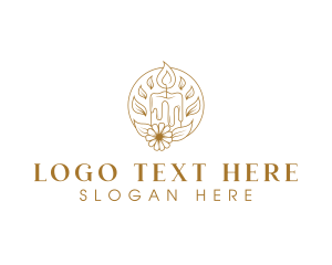 Spiritual - Candle Floral Decor logo design