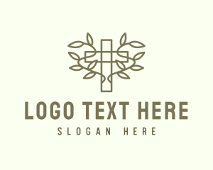 Religion - Vine Wreath Cross logo design