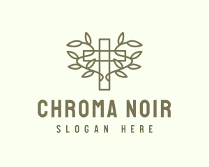 Monochrome - Vine Wreath Cross logo design