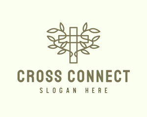 Cross - Vine Wreath Cross logo design