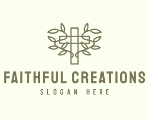 Faith - Vine Wreath Cross logo design