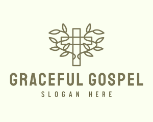 Gospel - Vine Wreath Cross logo design