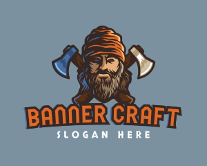 Lumberjack Axe Survivor Gaming logo design