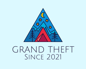 Glamping - Night Forest Camping logo design